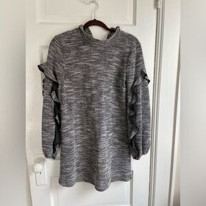 Black and white ruffle sleeved dress